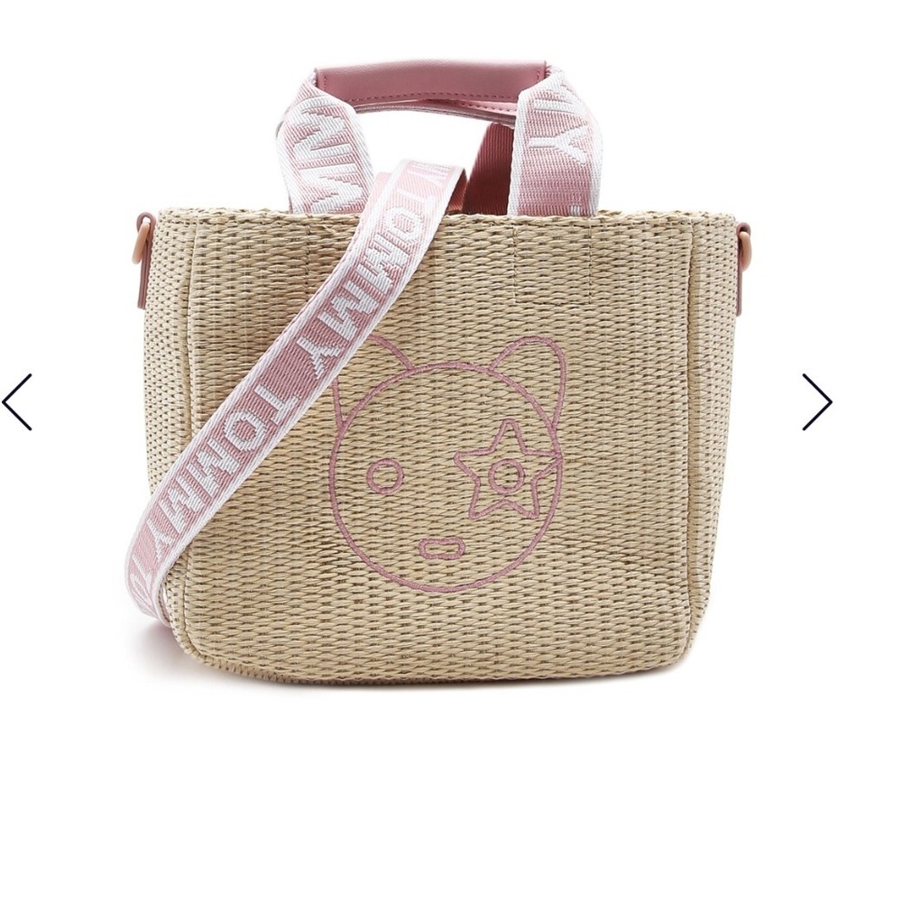 Tommy Hilfiger Woven Beach Small Crossbody‎ Bag Purse Pink Bear